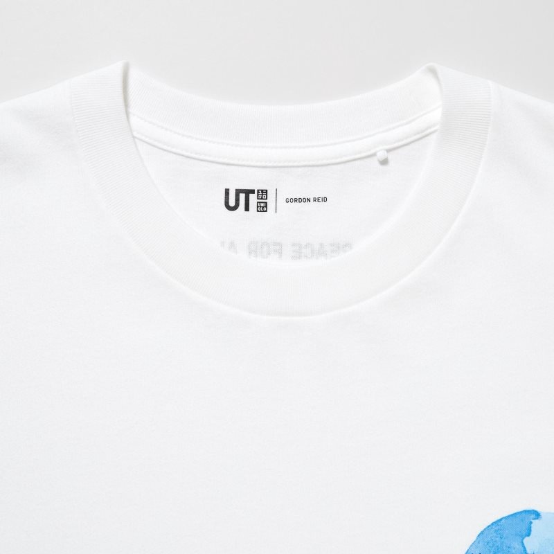 Koszulki Męskie Uniqlo Peace For All Ut Gordon Reid Short-sleeve Graphic Białe | 2705003