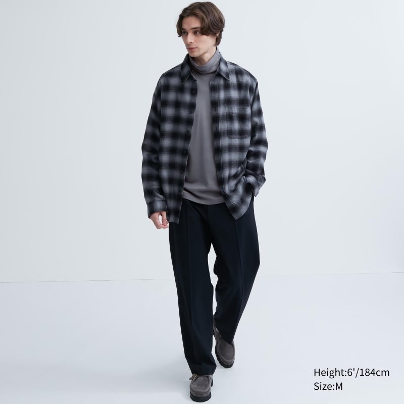 Koszulki Męskie Uniqlo Soft Brushed Turtleneck Long-sleeve Szare | 1767503