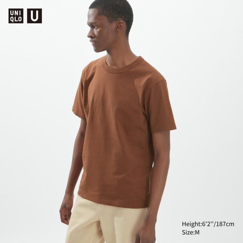 Koszulki Męskie Uniqlo U Crew Neck Short-sleeve Brązowe | 9133473