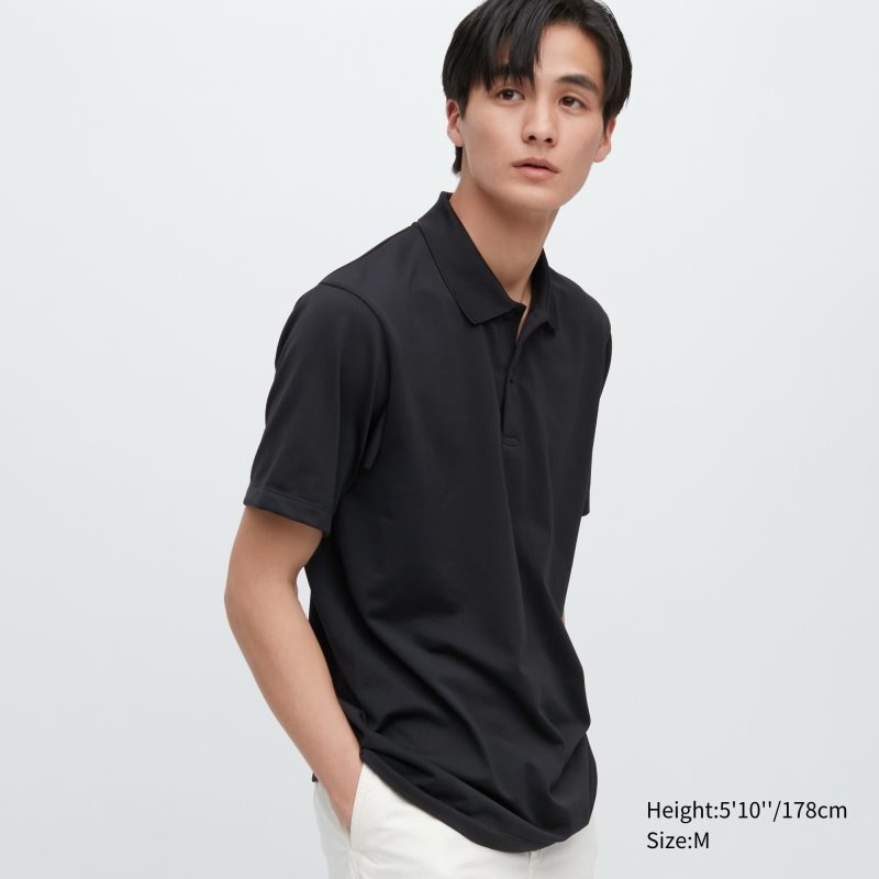 Koszulki Polo Męskie Uniqlo Dry-ex Czarne | 2196634