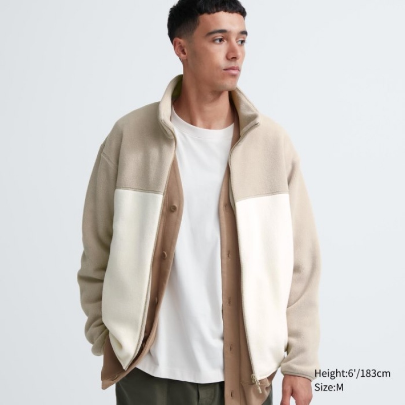 Kurtki Damskie Uniqlo Fleece Full-Zip Beżowe | 4166153