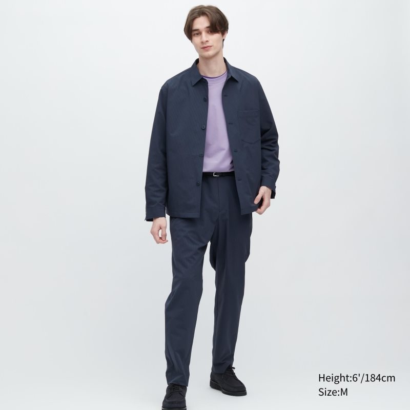 Kurtki Męskie Uniqlo Airsense Shirt SeersuckerUltra Light Shirt Niebieskie | 5138320