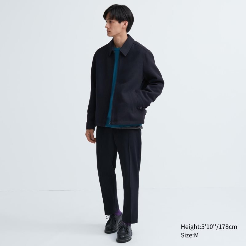Kurtki Męskie Uniqlo Single Collar Short Granatowe | 4990503