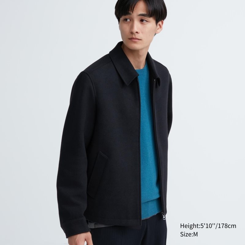 Kurtki Męskie Uniqlo Single Collar Short Granatowe | 4990503