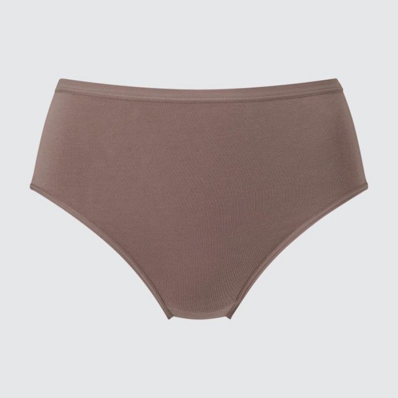 Majtki Damskie Uniqlo High Rise Basic Brązowe | 6286786