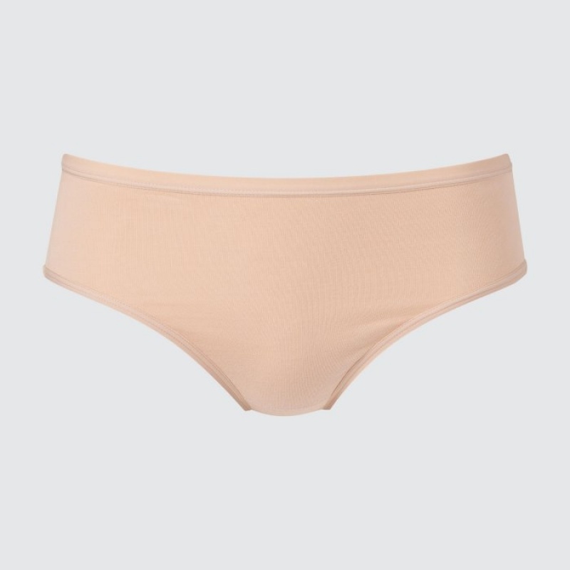 Majtki Damskie Uniqlo Mid-Rise Beżowe | 8729195