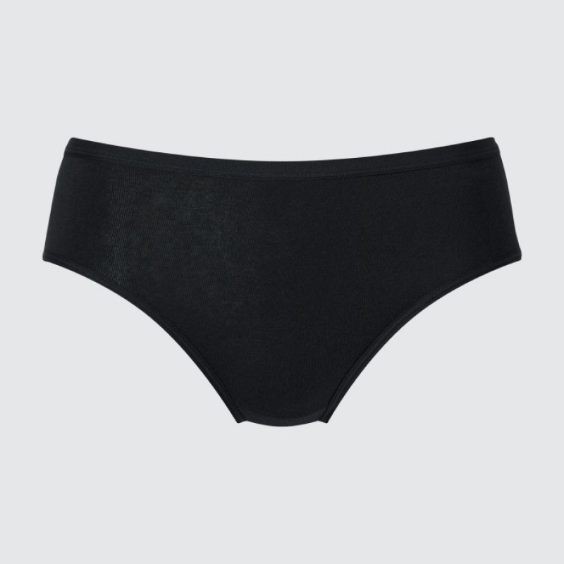 Majtki Damskie Uniqlo Mid Rise Basic Czarne | 7439596