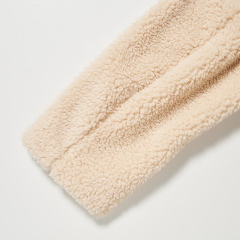 Płaszcze Damskie Uniqlo Pile-Lined Fleece Tailored Beżowe | 4493497