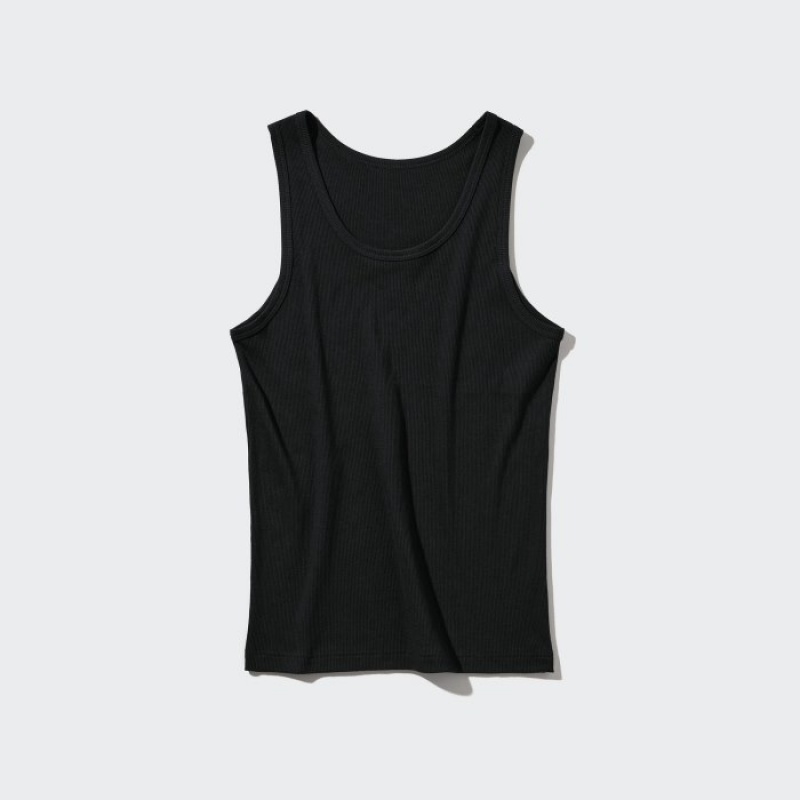 Podkoszulka Damskie Uniqlo Dry Color Ribbed Czarne | 9103672