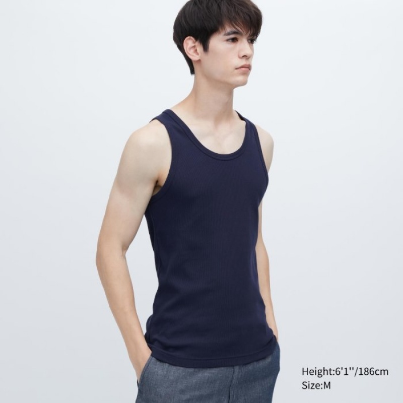 Podkoszulka Damskie Uniqlo Dry Color Ribbed Granatowe | 8087265