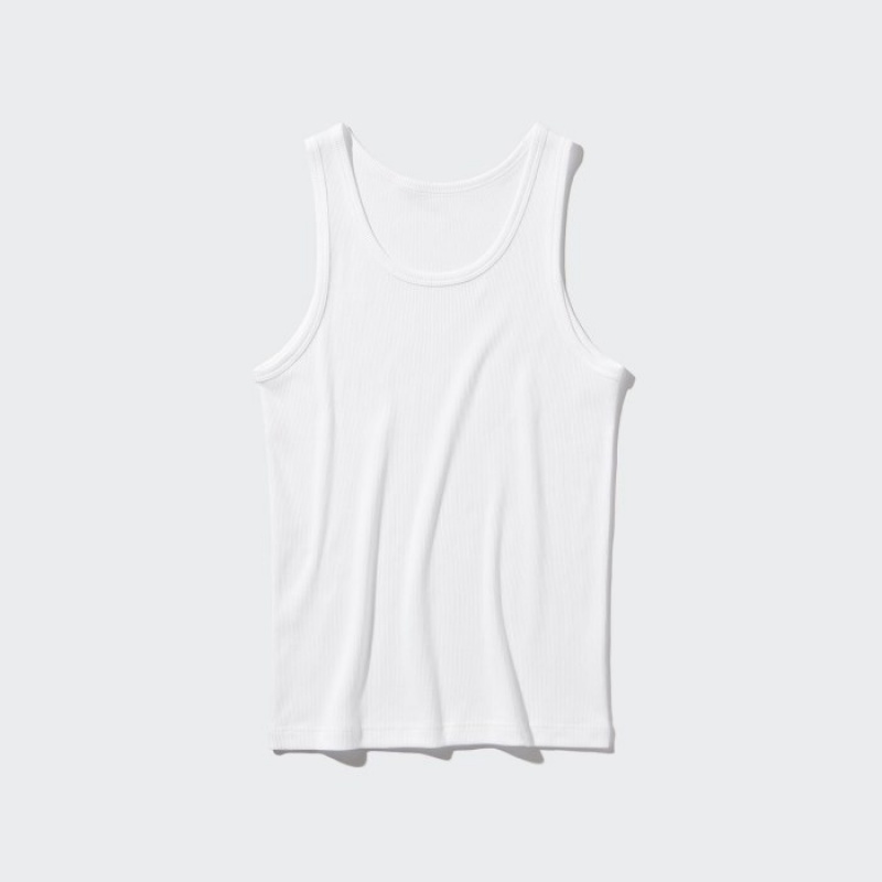 Podkoszulka Damskie Uniqlo Dry Color Ribbed Białe | 9459173