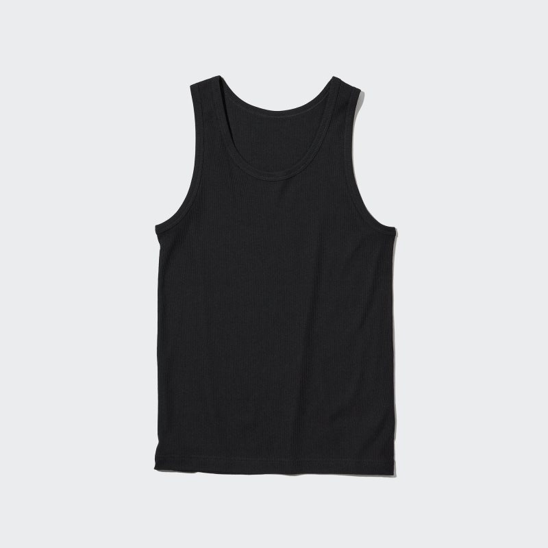 Podkoszulka Męskie Uniqlo Dry Color Ribbed Czarne | 2676450