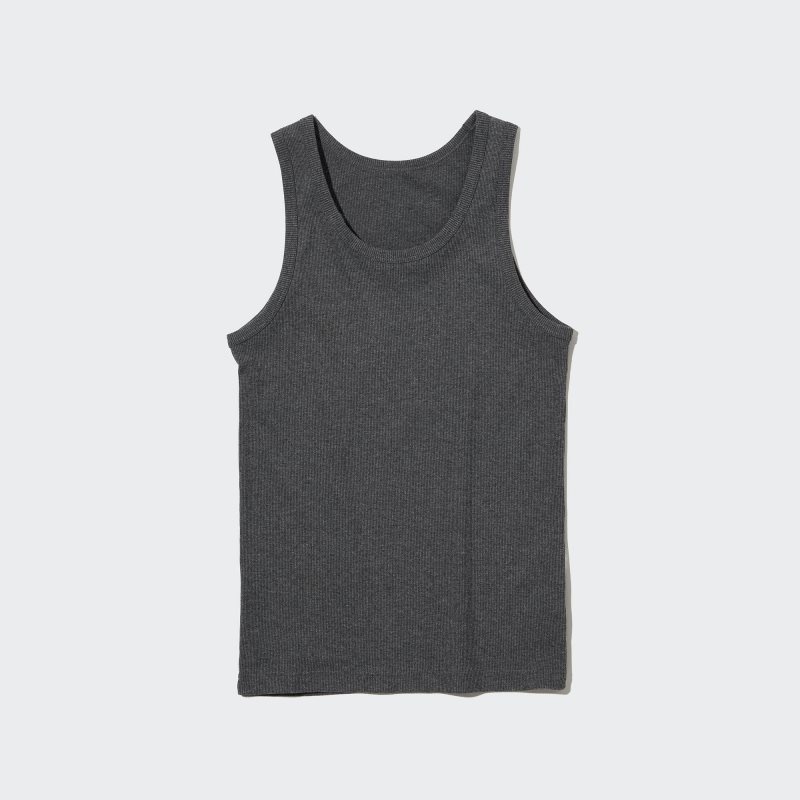 Podkoszulka Męskie Uniqlo Dry Color Ribbed Szare | 1937140