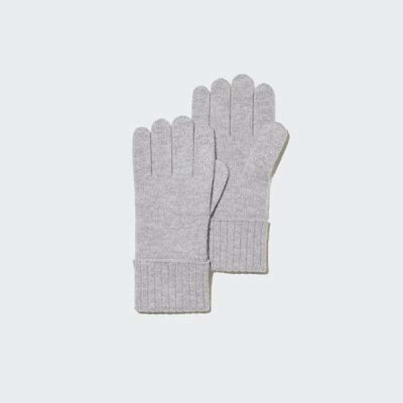 Rękawiczki Damskie Uniqlo Cashmere Knitted Szare | 3022799