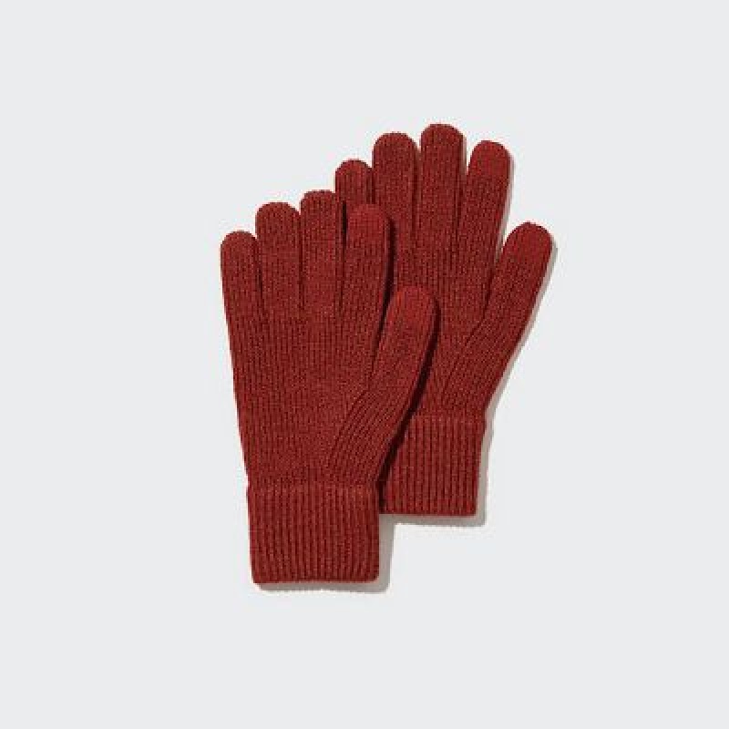 Rękawiczki Damskie Uniqlo HEATTECH Knitted Czerwone | 54224