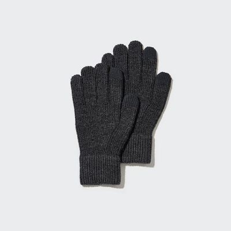 Rękawiczki Damskie Uniqlo HEATTECH Knitted Czarne | 6730905