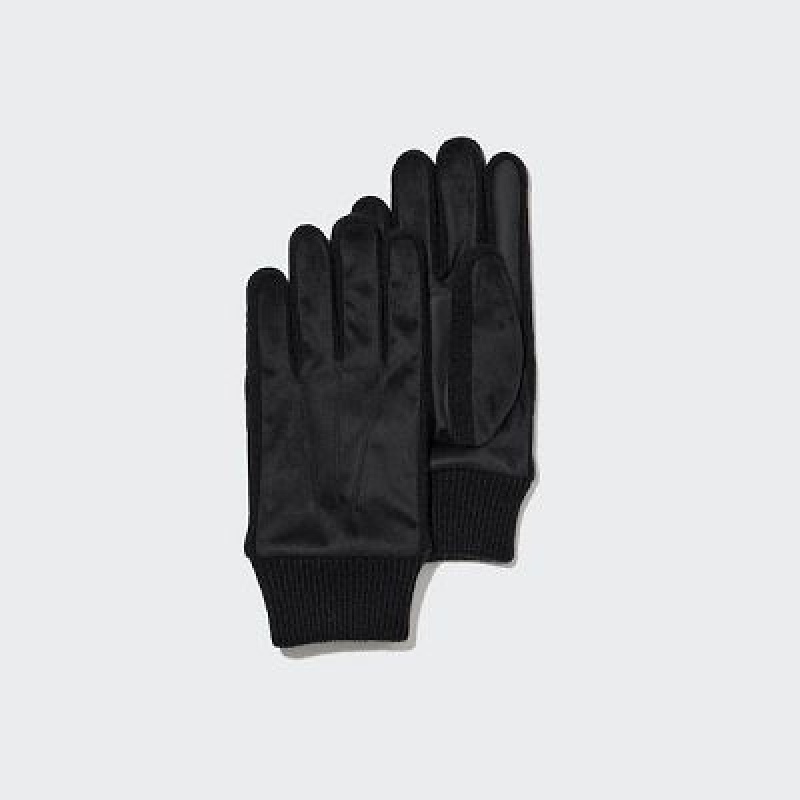 Rękawiczki Damskie Uniqlo Heattech Lined Faux Suede Czarne | 6630916