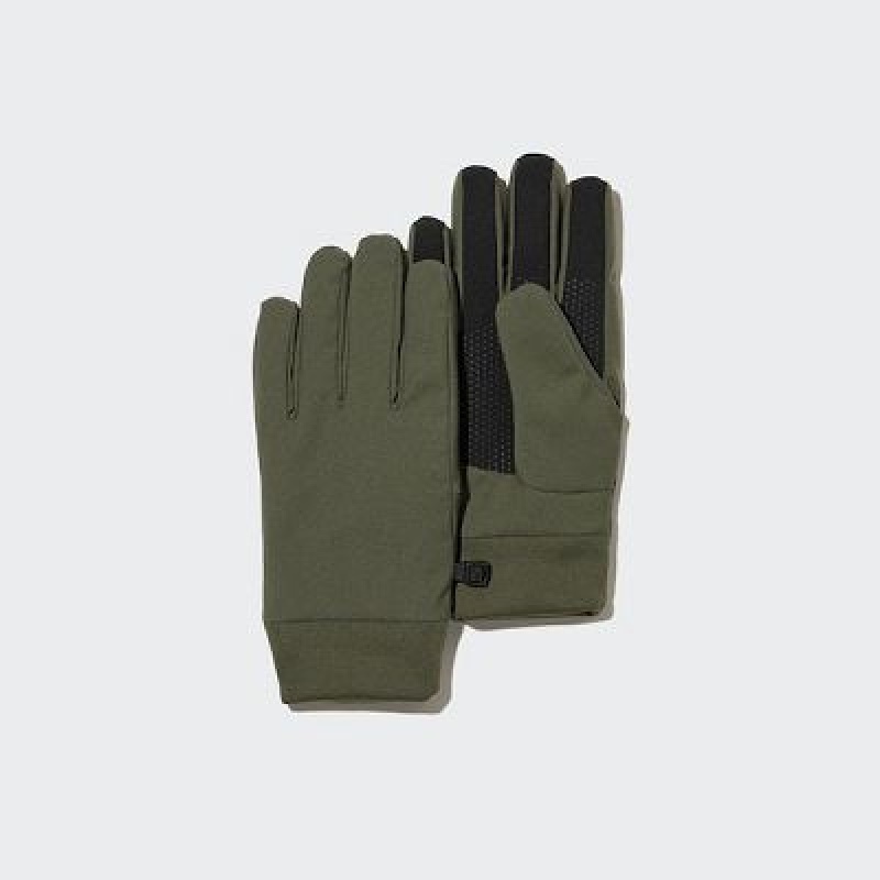 Rękawiczki Damskie Uniqlo Heattech Lined Function Oliwkowe | 5267677