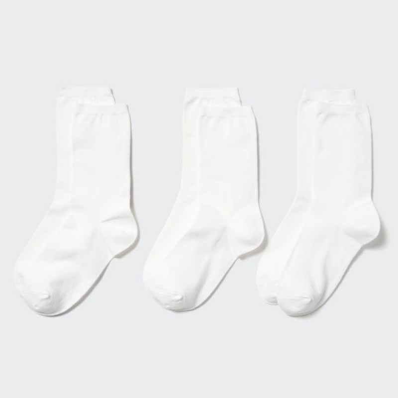 Skarpetki Damskie Uniqlo 3 Pack Białe | 3392130