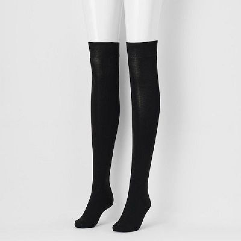 Skarpetki Damskie Uniqlo HEATTECH Over-The-Knee Czarne | 9256853