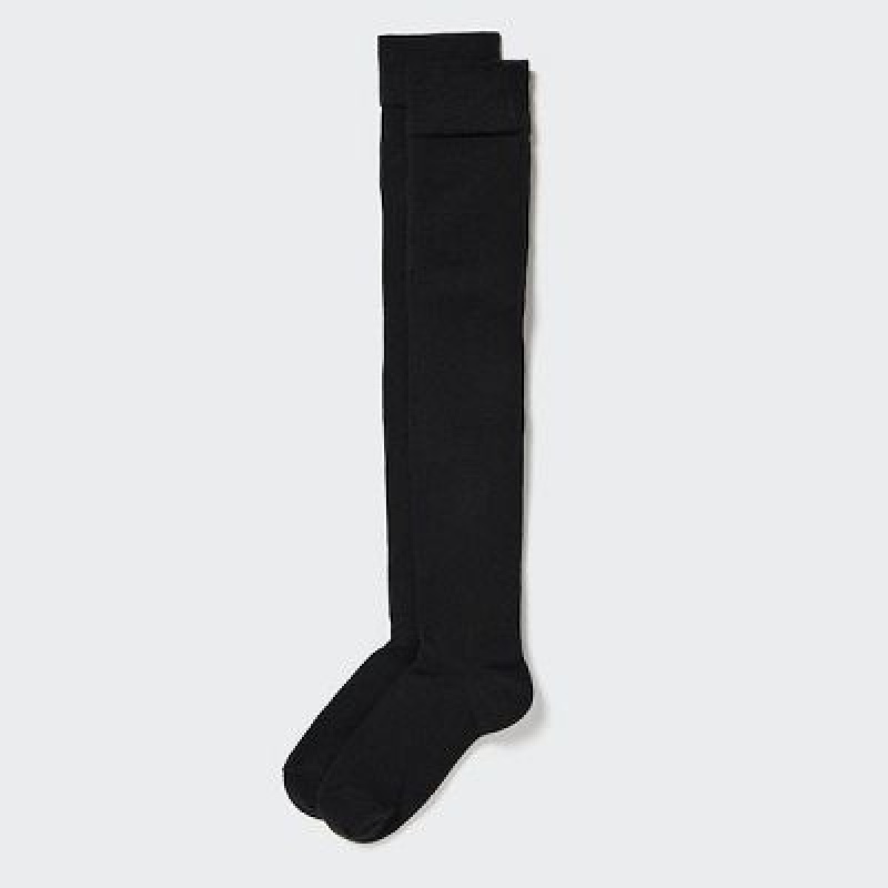 Skarpetki Damskie Uniqlo HEATTECH Over-The-Knee Czarne | 9256853