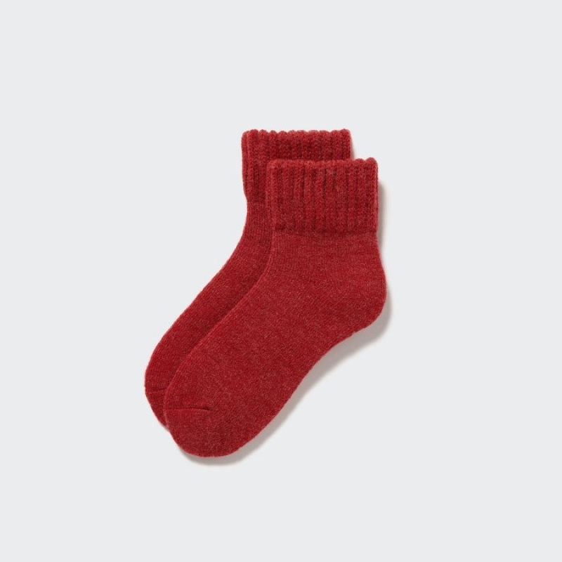Skarpetki Damskie Uniqlo HEATTECH Pile Czerwone | 9828428