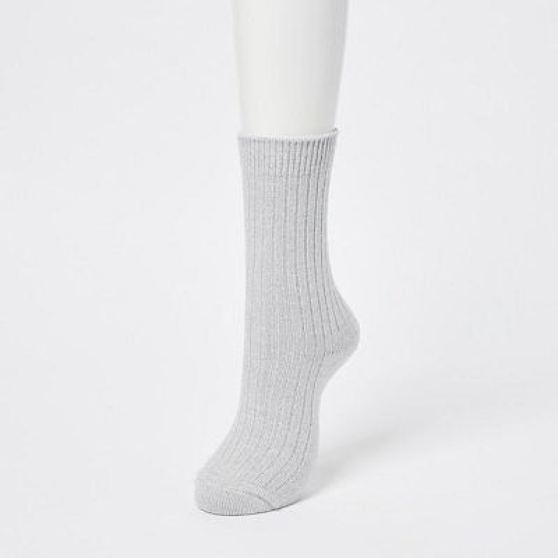Skarpetki Damskie Uniqlo HEATTECH Ribbed Szare | 7482231
