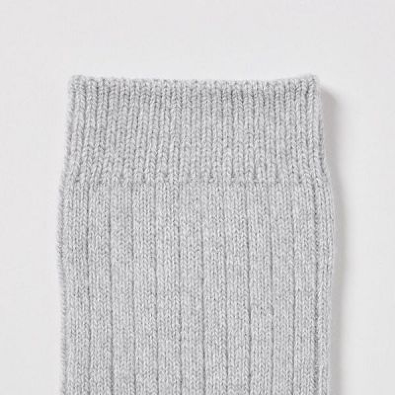 Skarpetki Damskie Uniqlo HEATTECH Ribbed Szare | 7482231