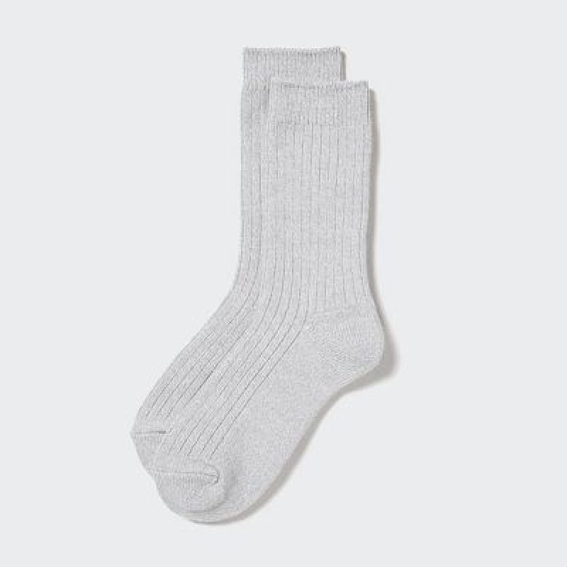 Skarpetki Damskie Uniqlo HEATTECH Ribbed Szare | 7482231