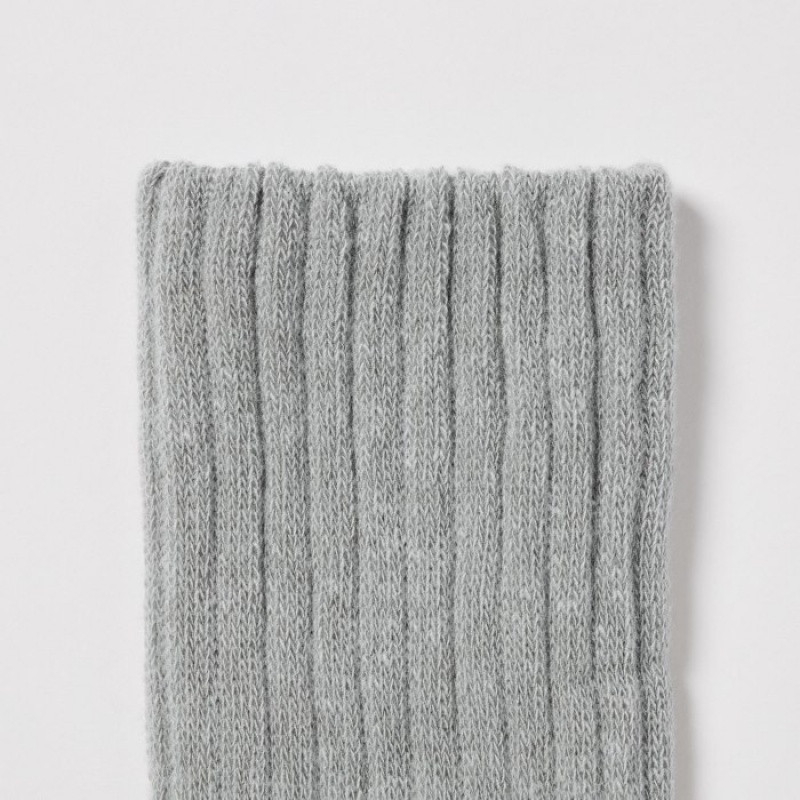 Skarpetki Damskie Uniqlo HEATTECH Ribbed Pile-Lined Szare | 5067469