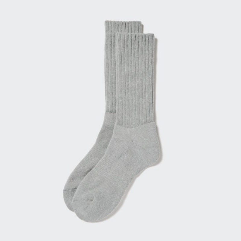 Skarpetki Damskie Uniqlo HEATTECH Ribbed Pile-Lined Szare | 5067469
