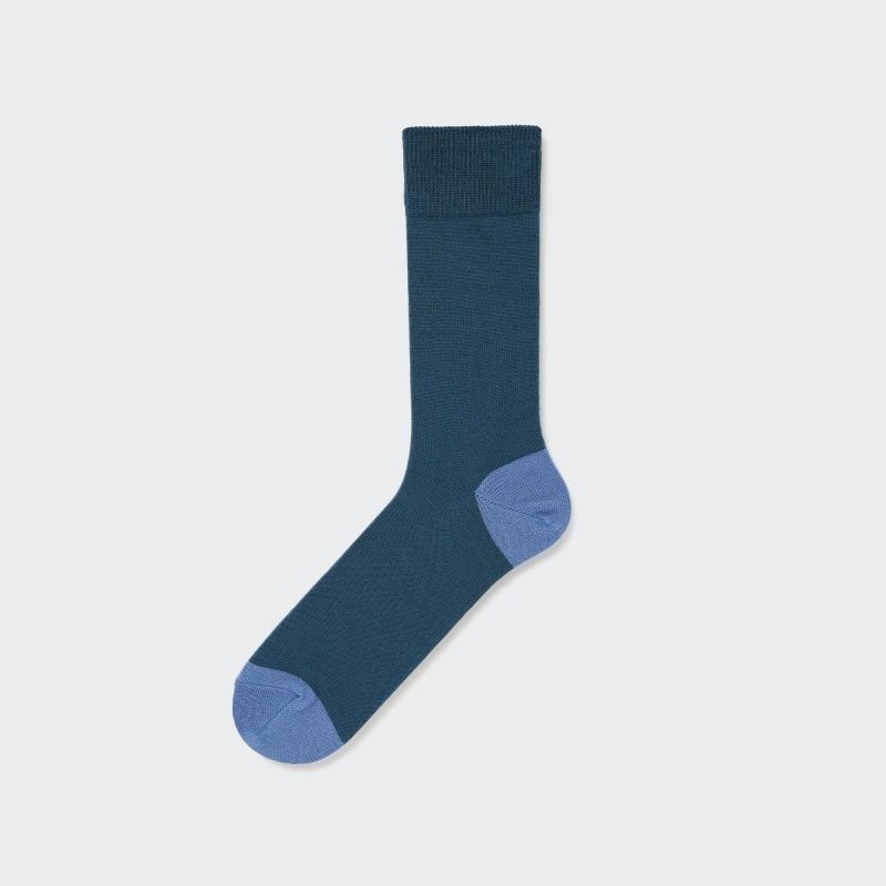 Skarpetki Męskie Uniqlo Color Block Niebieskie | 9493684