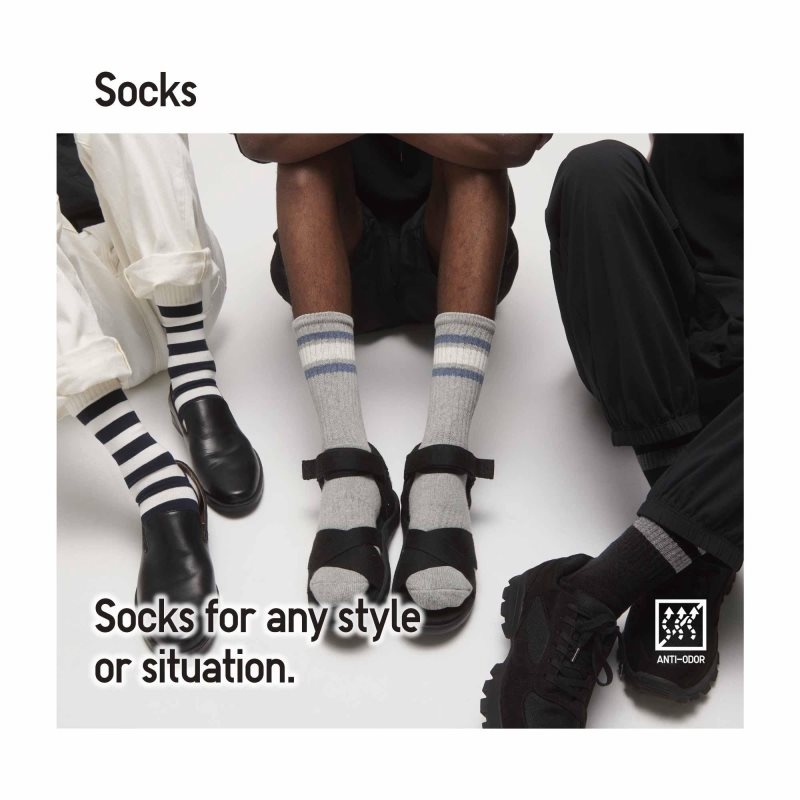 Skarpetki Męskie Uniqlo Color Block Szare | 8235861