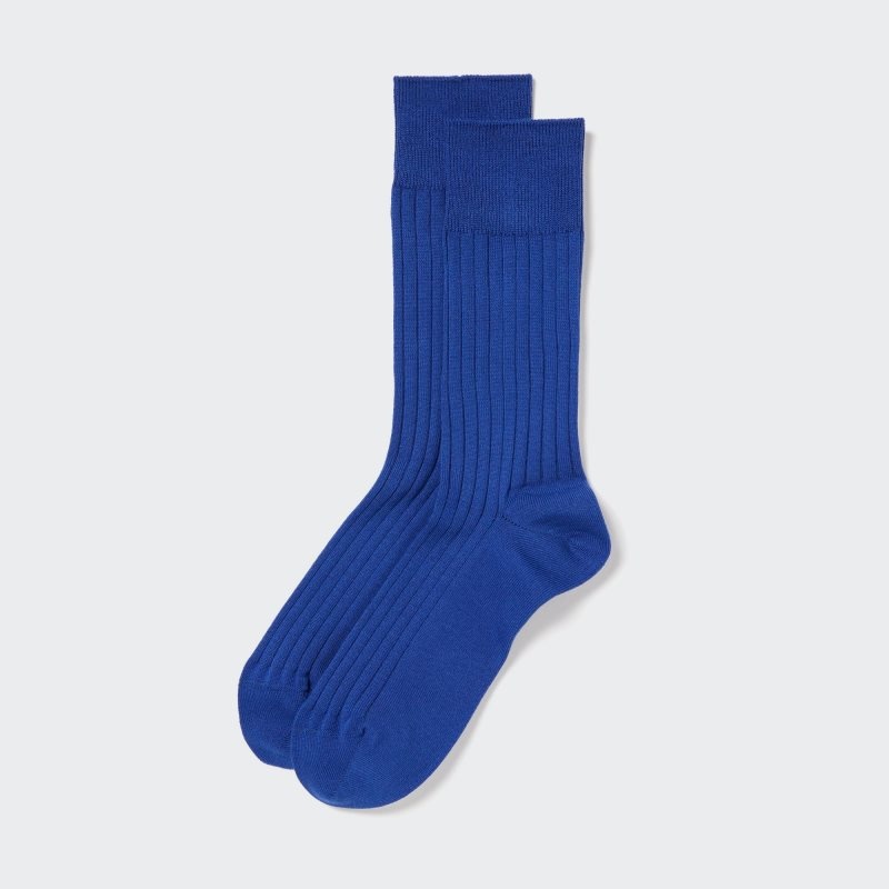 Skarpetki Męskie Uniqlo Supima Cotton Wide Ribbed Niebieskie | 2900047