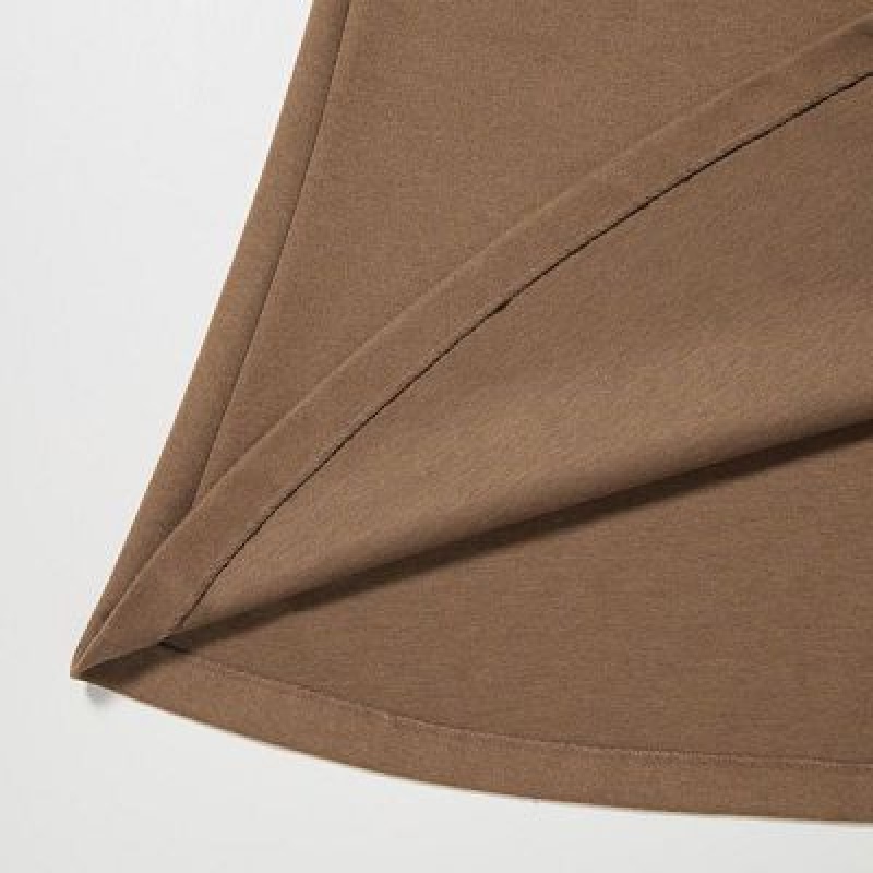 Spódnice Damskie Uniqlo Brushed Jersey Flared Brązowe | 9693216