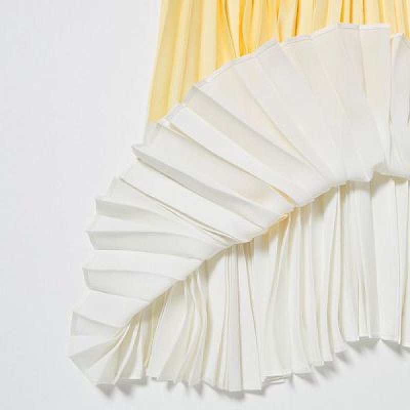 Spódnice Damskie Uniqlo Pleated Color Block Żółte | 888926