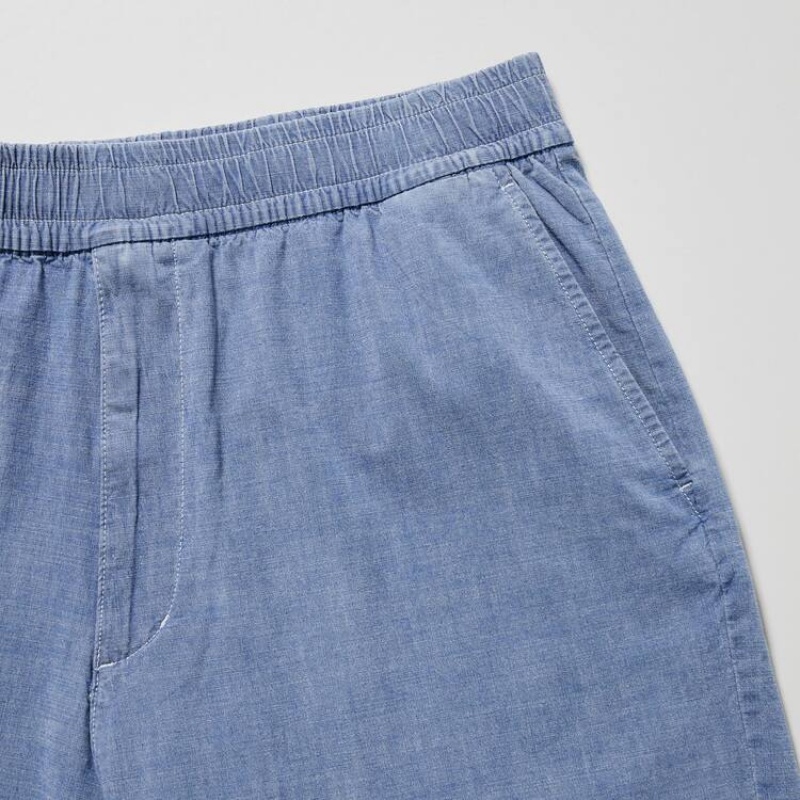 Spodenki Męskie Uniqlo Chambray Stretch Easy Niebieskie | 2783487