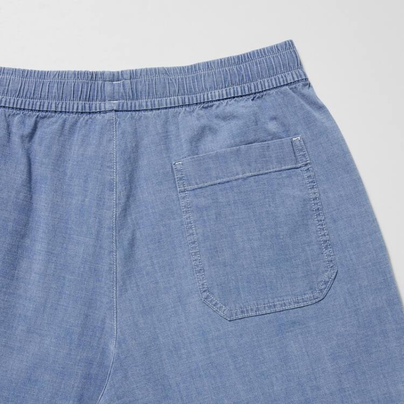 Spodenki Męskie Uniqlo Chambray Stretch Easy Niebieskie | 2783487