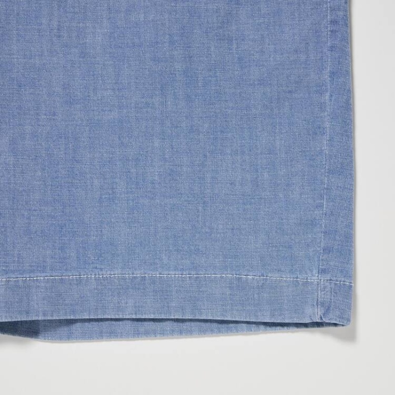 Spodenki Męskie Uniqlo Chambray Stretch Easy Niebieskie | 2783487
