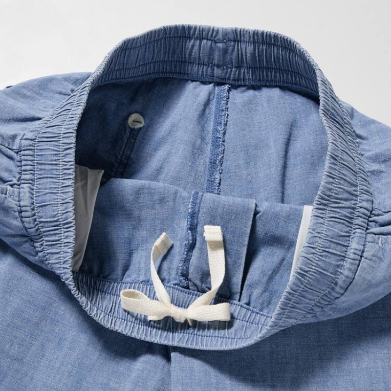 Spodenki Męskie Uniqlo Chambray Stretch Easy Niebieskie | 2783487