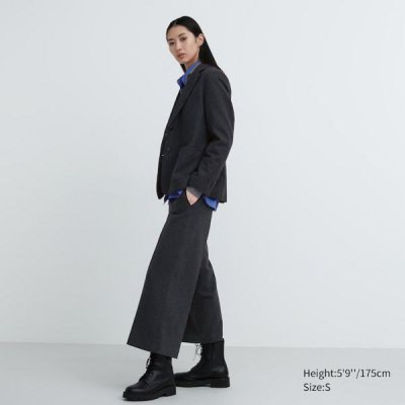 Spodnie Damskie Uniqlo Brushed Jersey Cropped Szare | 425675