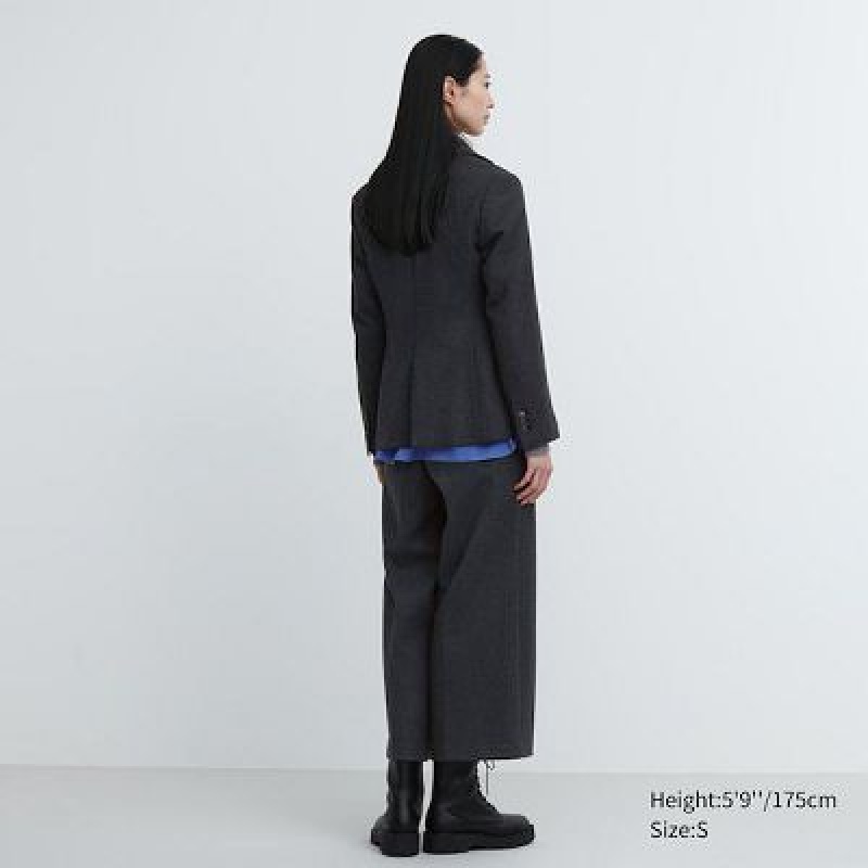 Spodnie Damskie Uniqlo Brushed Jersey Cropped Szare | 425675