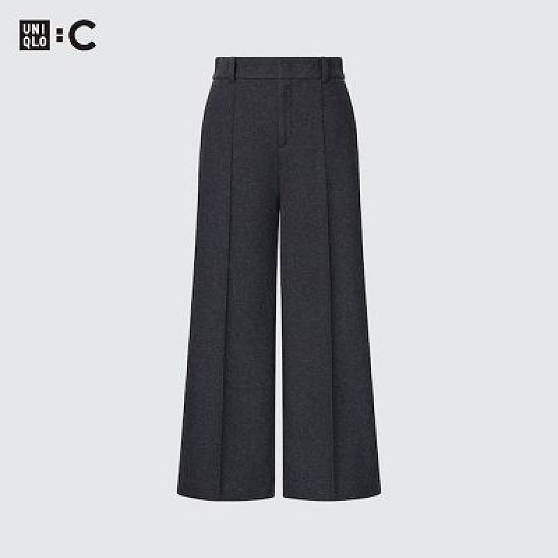 Spodnie Damskie Uniqlo Brushed Jersey Cropped Szare | 425675