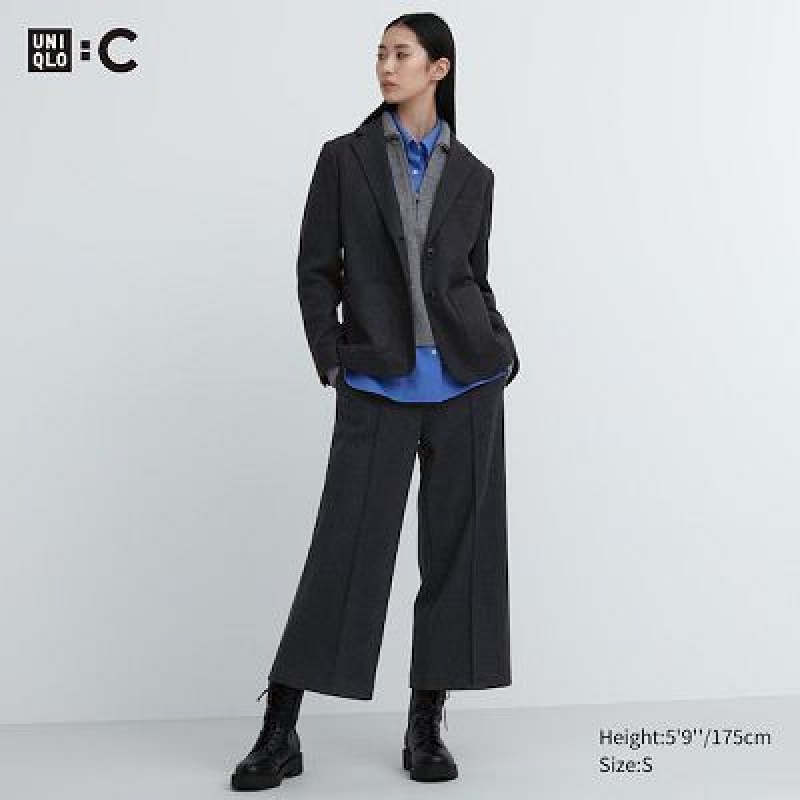 Spodnie Damskie Uniqlo Brushed Jersey Cropped Szare | 425675