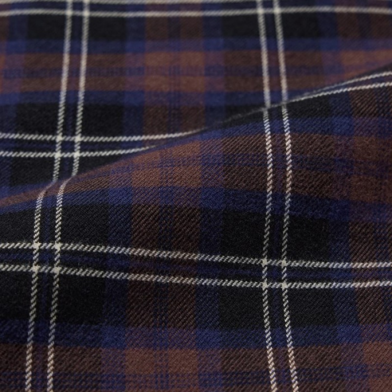 Spodnie Damskie Uniqlo Flannel Checked Brązowe | 6919645