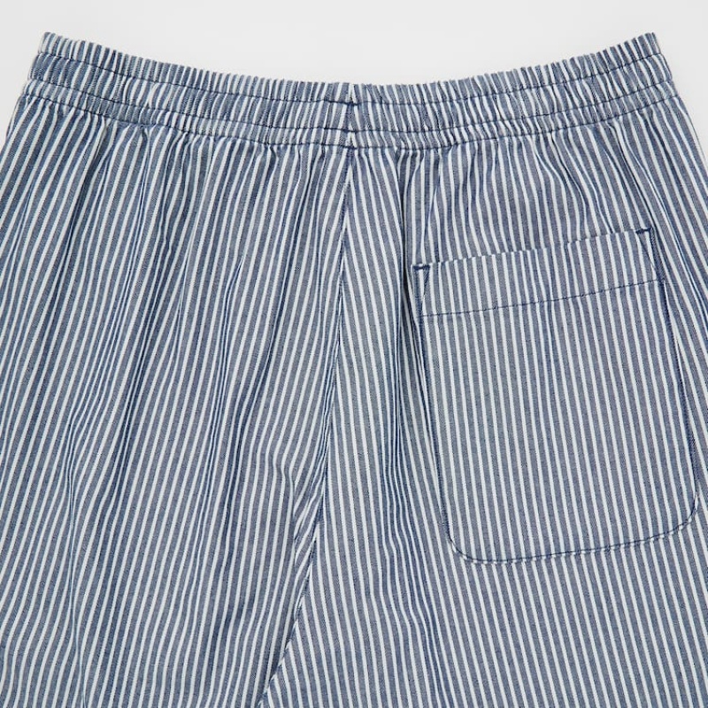 Spodnie Męskie Uniqlo Hickory Easy Relaxed Ankle Length Niebieskie | 6278419