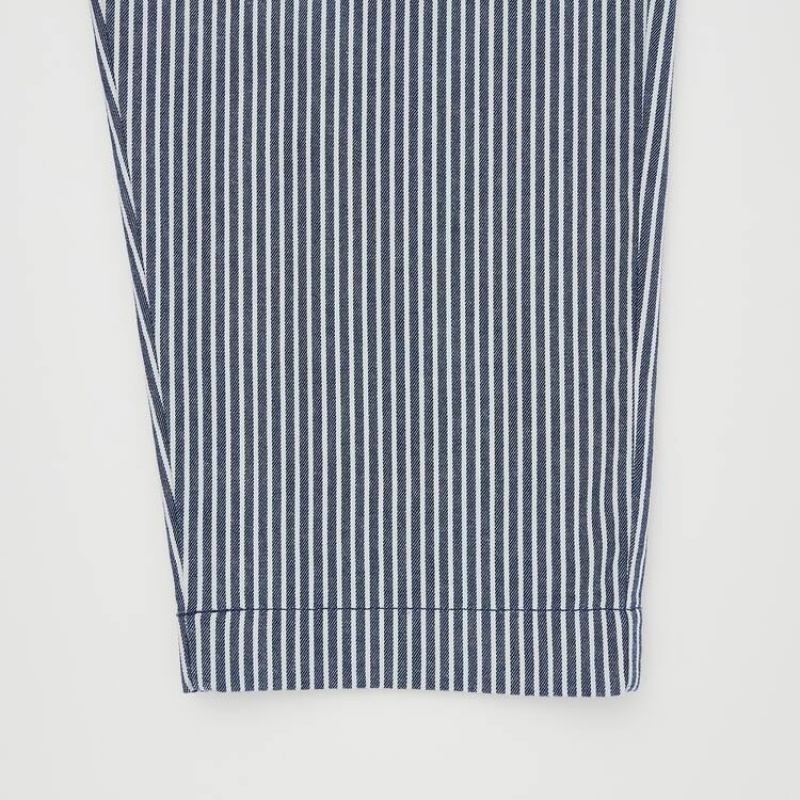Spodnie Męskie Uniqlo Hickory Easy Relaxed Ankle Length Niebieskie | 6278419