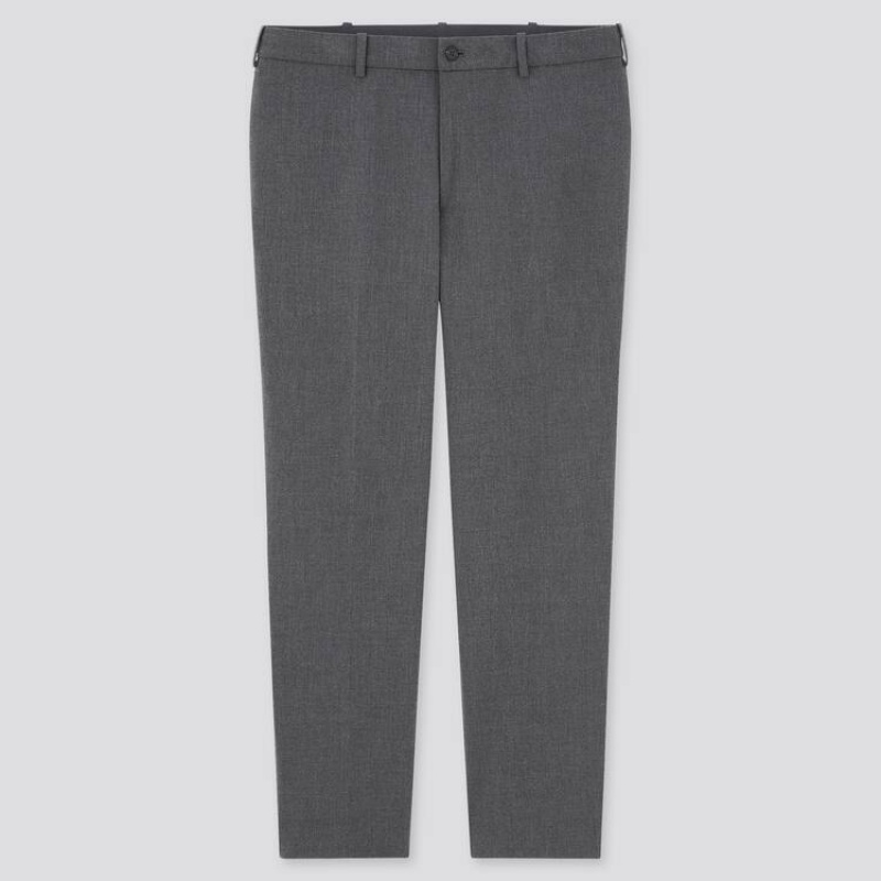 Spodnie Męskie Uniqlo Smart Comfort Ankle Length Szare | 8479586