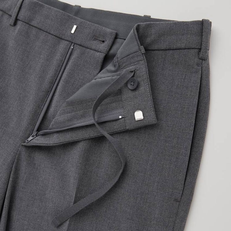 Spodnie Męskie Uniqlo Smart Comfort Ankle Length Szare | 1736214