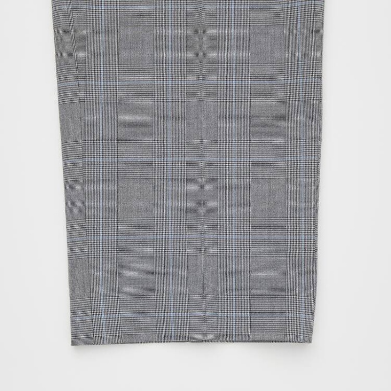 Spodnie Męskie Uniqlo Smart Comfort Glen Checked Ankle Length Szare | 236268